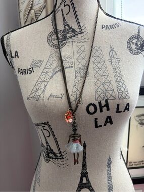 Vintage Betsey Johnson Skeleton Ballerina Sailor Necklace